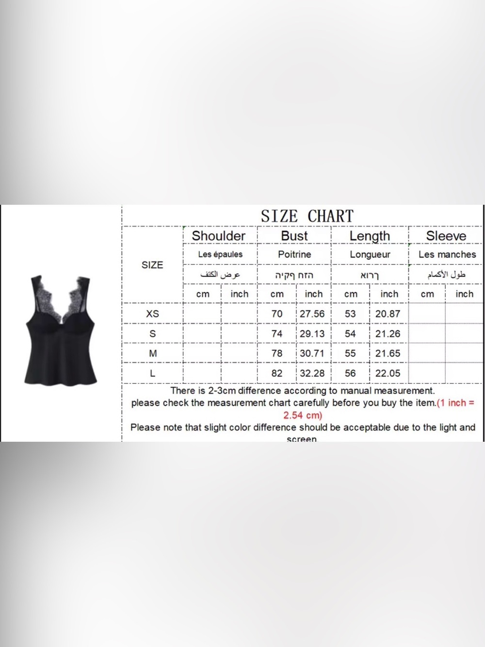 NWT Lace Camisole Top Black Slip With Plunging Lace Cups + Straps Silk Zara Like - Picture 7 of 7